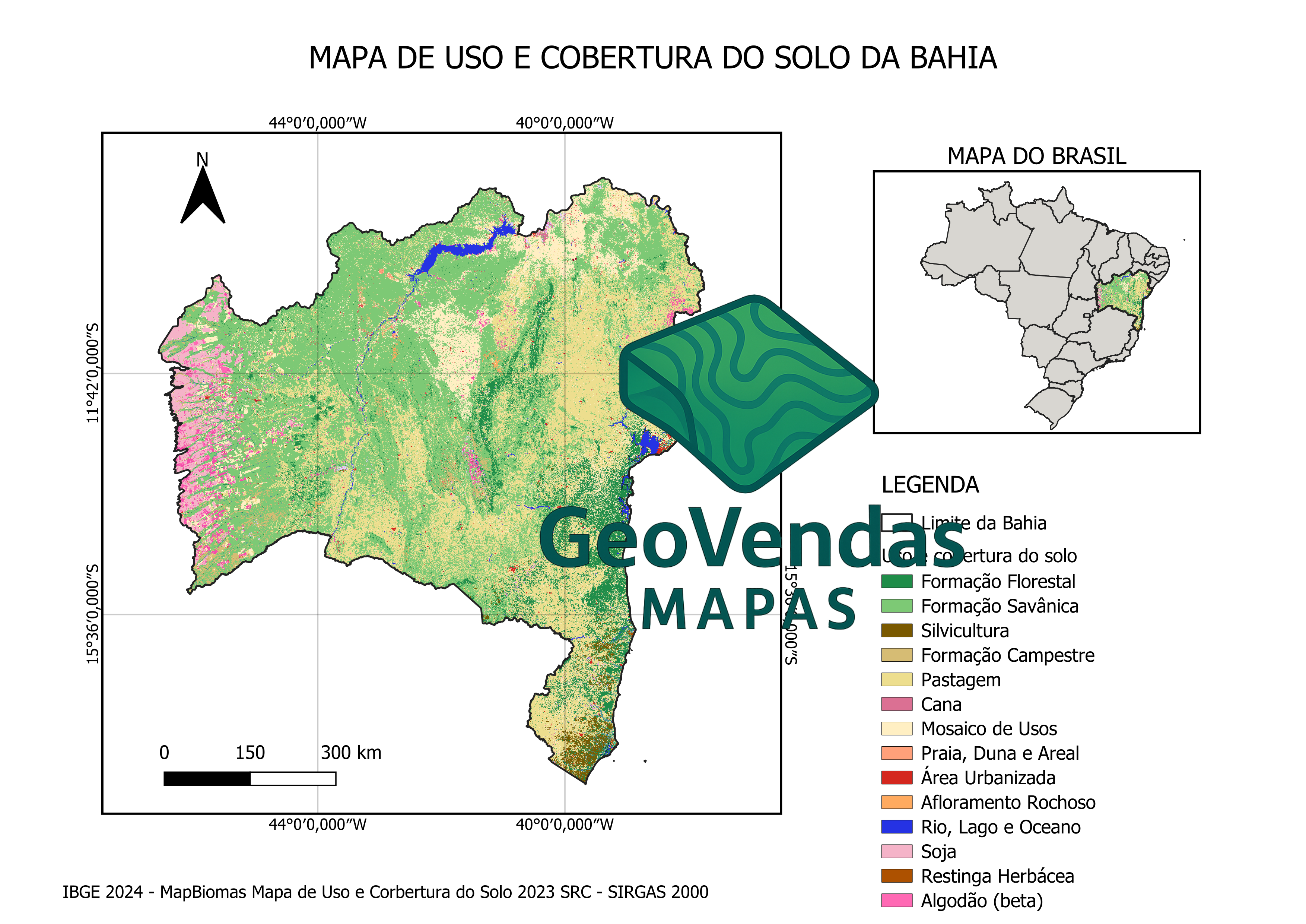 Mapa de Uso e Cobertura do Solo da Bahia